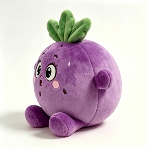 Customized Cute Purple Radish Plush Toy, Soft Round Beetroot Stuffed Animal, Adorable Fluffy Vegetable Plushie Pillow - Product Image 1
