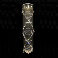 JYLIGHTING Lámpara LED Moderna de Acero Inoxidable para Techo Alto, Araña de Cristal de Lujo de 3000K para Decoración del Hogar y Hotel