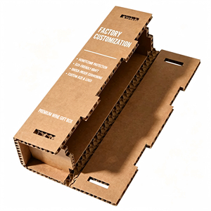 Boîtes en papier kraft alvéolé personnalisées OEM pour bouteilles de vin, recyclables, antichoc, rigides, emballage cadeau avec bande élastique et gaufrage - Product Image 1