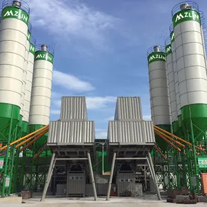 Otomatik Hzs25 35 75 90 120 180 240 büyük kapasiteli beton karıştırma tesisi ile çimento silosu satılık