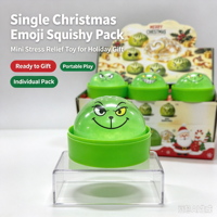 Joyeux Noël Jouet Squishy en forme de boule, motif visage de monstre vert, avec paillettes transparentes, doux à presser, sensoriel anti-stress, cadeau