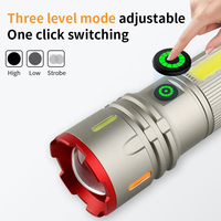 Lampe torche tactique LED étanche haute luminosité USB 800lm rechargeable 18650 avec zoom, corps en alliage d'aluminium, portée de faisceau 300-400M