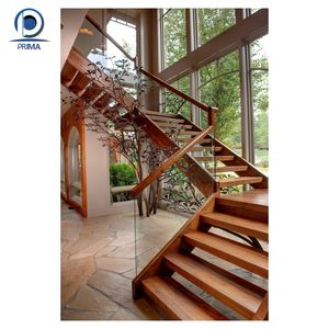 Prima Compact Loft <span class=keywords><strong>Escaleras</strong></span> Patrón de flores Escalera L moderna Escalera prefabricada para espacios pequeños y apartamentos Barandilla de hierro - Product Image 6