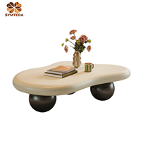 Table basse en bois minimaliste moderne en forme de nuage, couleur crème, durable, facile à nettoyer, décorative pour les petites chambres et les salons