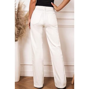 กางเกงยีนส์ขาบานสำหรับผู้หญิงเอวสูงยืดได้กางเกงทรงดินสอระบายอากาศสไตล์คลาสสิก2025 - Product Image 3