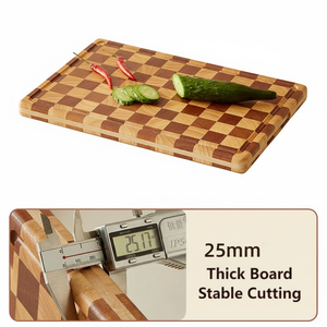 Nouvelle arrivée <span class=keywords><strong>Planche</strong></span> à découper en ébène à carreaux avec fente <span class=keywords><strong>pour</strong></span> le jus et poignée Bloc de <span class=keywords><strong>boucherie</strong></span> en bois Plateau de service Légumes Steak Fromage - Product Image 1