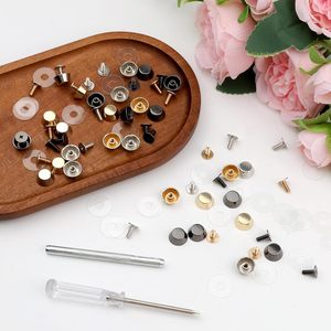 Handbag Purse Feet PCS Handbag Nailhead <b>Brass</b> Studs Screw Back Feet With Screwdriver Hole Puncher Alloy Flat Handbags Studs <b>Nail</b> - Product Image 6