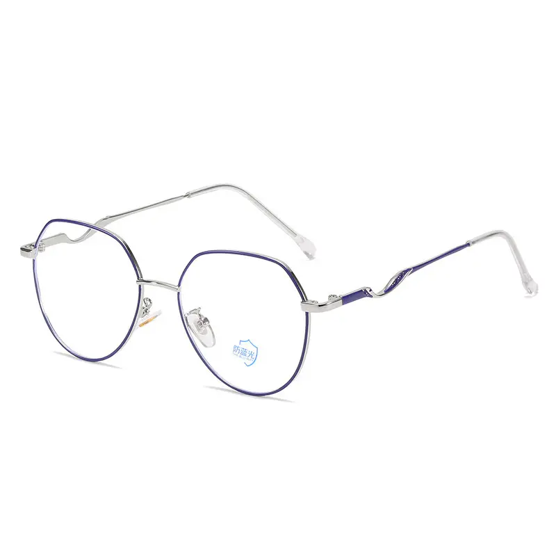 Kacamata bingkai optik bening untuk dewasa desain merek sampel gratis 8212 kacamata bingkai optik logam bundar OEM desain Italia