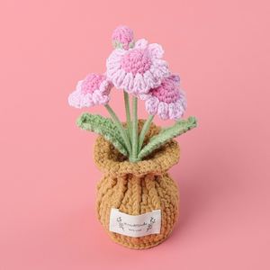 Maceta de Flores de Ganchillo Hecha a Mano de Alta Calidad, Mini Bonsái de Lirio del Valle para Plantas Decorativas del Hogar, para Navidad, Graduación, Pascua - Product Image 3
