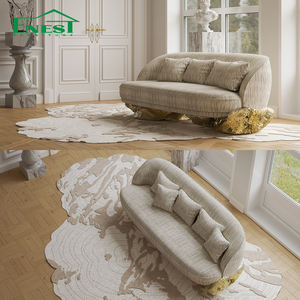 럭셔리 황동 스타일 7인용 모듈형 섹셔널 소파 세트, 골드 곡선 패브릭 C자형 소파, 빌라 거실 가구 - Product Image 4