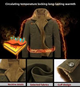 Jaket musim dingin untuk pria, jaket musim dingin kasual ukuran besar, jaket bulu desain bordir, mantel hangat luar ruangan, kain kanvas - Product Image 6