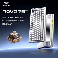 Claviers AULA NOVA75 Tri-mode RGB personnalisables avec écran et bouton, structure Gasket rétroéclairée RGB à commutation à chaud