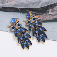 BELLEWORLD, venta al por mayor, pendientes de tuerca de búho de cristal coloridos Vintage, último diseño, pendiente de aro de Animal bonito, joyería de diamantes de imitación para mujer