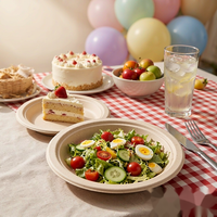 Assiettes jetables en fibre végétale de bagasse, résistantes aux coupures, pour desserts 7 pouces et plats principaux 10 pouces, pour anniversaires et pique-niques