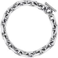 Collier chaîne à maillons en O en acier inoxydable poli à bord plat pour hommes, accessoires anti-ternissement avec fermoir à bascule, vente en gros