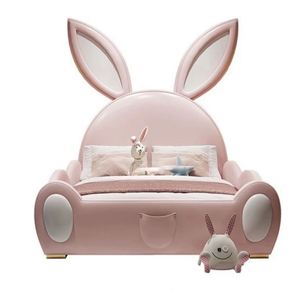 Dreamy Rabbit New Comfortable Wood Kids <b>Bed</b> Modern Cute Cartoon Full Drawer Storage <b>with</b> Cotton Upholstery for Girls Bedroom - Product Image 6