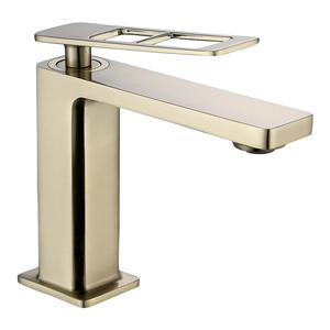 Grifo de Lavabo Morning Dew en Oro Cepillado, Monomando con Válvula de Cerámica, Agua Fría y Caliente, para Baño - Product Image 1