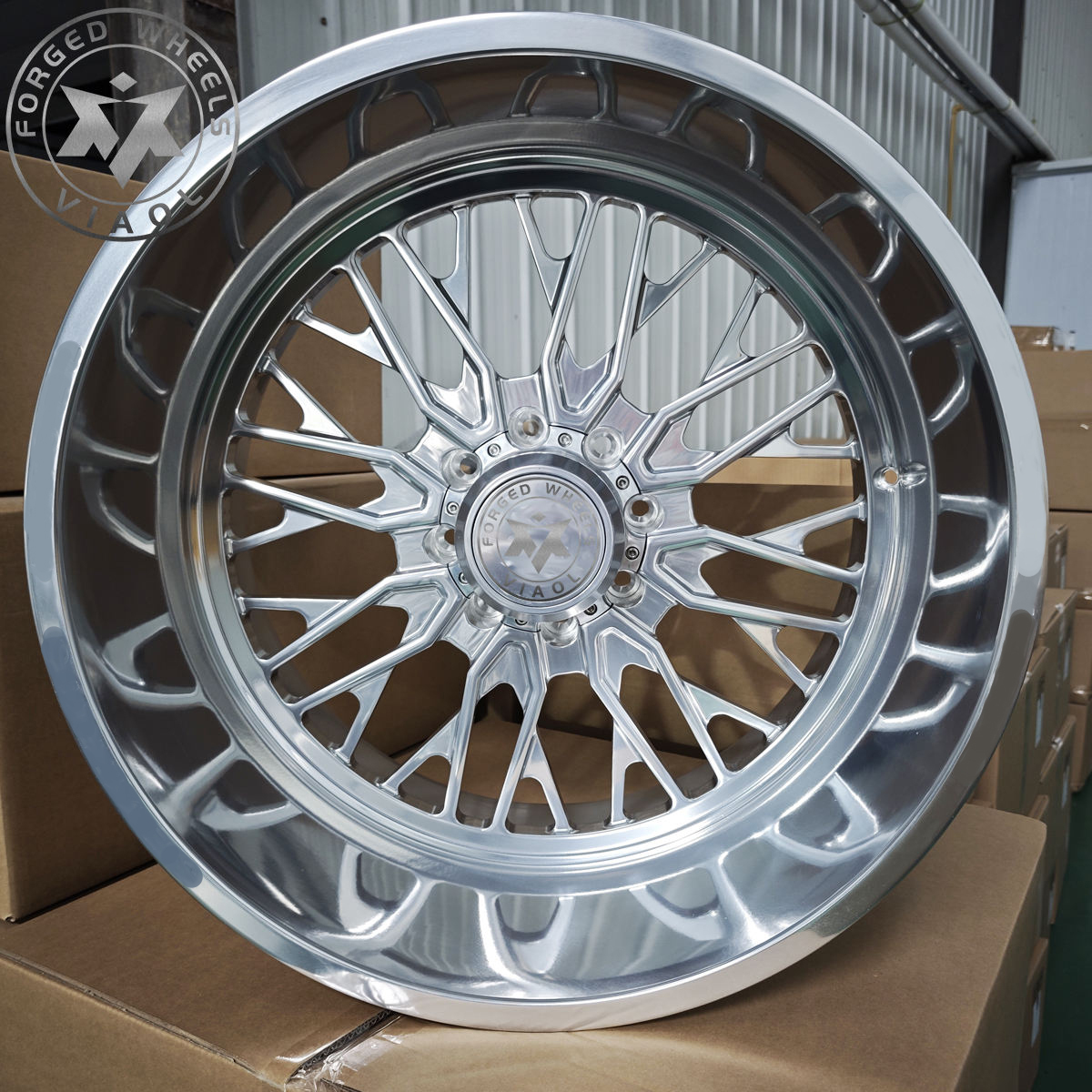 Viaol 20x10 22x12 22x14 24x12 24x14 Polished Forged Deep Dish Rims 6 8 10 Lug 6x139.7 6x5.5 8x6.5 8x180 10x225 Wheels for Truck