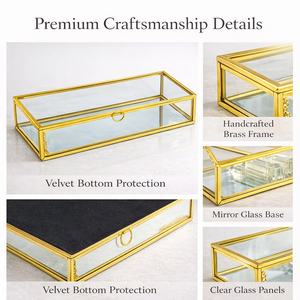 Boîte à bijoux en verre rectangulaire <span class=keywords><strong>d</strong></span>écorative avec cadre en laiton soudé à la main, verre transparent, <span class=keywords><strong>d</strong></span>écoration <span class=keywords><strong>d</strong></span>'intérieur - Product Image 4