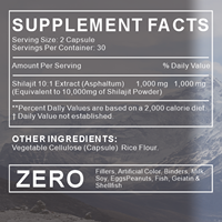 Capsules OLLI OEM Shilajit, extrait de résine de Shilajit de l'Himalaya avec Ashwagandha, Rhodiola Rosea, Panax Ginseng, complément alimentaire