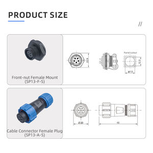 13mm Luftfahrt stecker Kunststoff SP13 Gerade Paarung Stecker Buchse Vordere Montage Rückwand 2-Loch-Flanschhalterung Buchse - Product Image 4