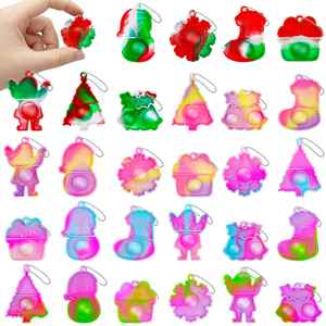 Custom Fidget Toys-Christmas Themed Stress Relief <b>Keychains</b>, Mini Bubble - Pressing Mochi Toys - Product Image 1