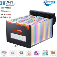 Porte-documents extensible A4 en PP arc-en-ciel à 24 poches, organiseur de documents multicolore, classeur pour l'école, le bureau, la maison, les affaires, le rangement