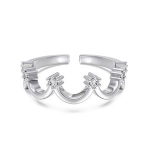 Dylam Unique Personalized High Jewelry 925 Sterling <b>Silver</b> 5A Cubic Zircon Smile Open <b>Adjustable</b> <b>Rings</b> for Women - Product Image 1