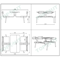 Ensemble table et chaises intégrées acier-bois pour cantine scolaire, cantine du personnel, hôpital et salle à manger industrielle