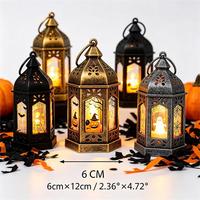 Mini lanterne suspendue hexagonale LED électronique pour Halloween et Noël, bougie électronique faite à la main, écologique, rétro, décoration de la maison, ABS