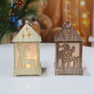 Hot Sales Battery Powered Eco-friendly Christmas Decorations Santa Wooden Color LED <b>Lantern</b> Light Party Table Decor Kid Gifts - Product Image 1
