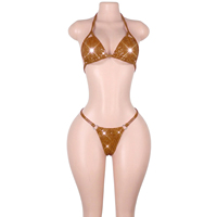 Tenues scintillantes à pois et sequins, deux pièces, vêtements de danse exotique, tenues de serveuse de bar, costumes de boîte de nuit pour adultes, ensemble de performance
