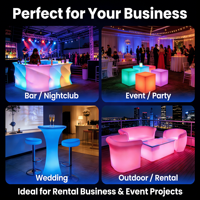 Ensemble table et chaises LED lumineuses COOLQNG pour mobilier de bar extérieur et usage hôtelier – Durable et écologique