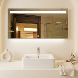 Miroir de salle de bain intelligent à LED rétroéclairé en aluminium noir rectangulaire moderne avec interrupteur tactile, miroir mural pour la décoration de la maison - Product Image 2