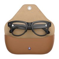 Étui de chargement en cuir pour lunettes intelligentes, pochette de transport pour lunettes avec affichage numérique de la batterie