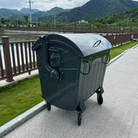 Conteneur à déchets métallique empilable de 1100 L en acier galvanisé à chaud sur roues pour espaces publics extérieurs