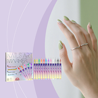 Ensemble de 12 marqueurs pour nail art - Stylos de peinture pour ongles à pointe fine, imperméables et à séchage rapide, outils de nail art DIY pour débutants, soin des mains