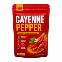 Gélules de piment de Cayenne à marque privée, complexe de capsicum et gingembre, fabrication OEM, étiquette blanche, complément en vrac, approvisionnement en gros, usine certifiée GMP