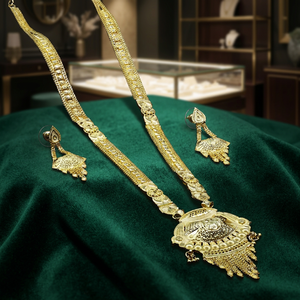 Venta al por mayor de joyería chapada en oro Micro DE 14K 18K 24K, formando collares largos, joyería india de diseño floral con relleno de oro micro. - Product Image 1