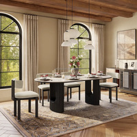Table à manger rectangulaire extensible en marbre et bois massif, style nordique de luxe, avec chaises, ensemble 4-6 places, mobilier design ferme, dernières nouveautés