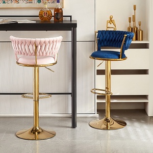 Silla <span class=keywords><strong>de</strong></span> Bar Nórdica, Mueble <span class=keywords><strong>de</strong></span> Barra, Metal y Terciopelo, Ajustable, Giratoria, Alta, Dorada, Moderna, <span class=keywords><strong>de</strong></span> Lujo, <span class=keywords><strong>para</strong></span> Barra <span class=keywords><strong>de</strong></span> <span class=keywords><strong>Cocina</strong></span> - Product Image 6