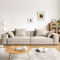 Ensemble de salon de luxe léger en velours nuage de style italien, canapé impérial en rangée droite, moderne, couleur crème, pour hôtel