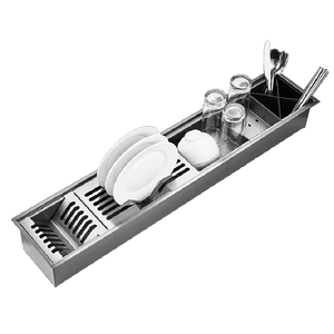 900mm 180mm đa chức năng <span class=keywords><strong>undermount</strong></span> bồn rửa nhà bếp với bát duy nhất thép không gỉ <span class=keywords><strong>drainer</strong></span> món ăn giá một lỗ thiết kế - Product Image 2