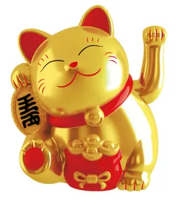 金色家居装饰彩盒太阳能风水日本动物树脂雕像电池电源釉面陶瓷搪瓷臀部MLY