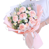 Bouquet de fleurs tricotées à la main en gros – Cadeau de fin d'année au crochet pour enseignants, filles, meilleures amies, Saint-Valentin
