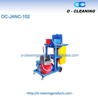 O-Cleaning Chariot de concierge en plastique robuste pour le ménage, chariot de nettoyage utilitaire à main, chariot de soutien pour concierge d'hôtel