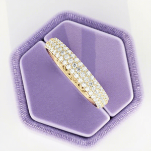 Bague Éternité Pavée à 3 Rangs en Diamants de Laboratoire Taille Ronde en Or Blanc 18K - Product Image 1