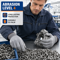 Gants industriels polyvalents en PU texturé gris 13G, respirants, anti-humidité et résistants à l'abrasion, vente en gros directe usine
