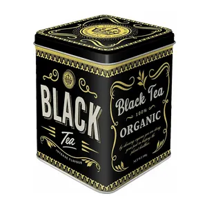 Embalagem de chá de estanho personalizada, aço inoxidável caixa de lata quadrada de chá