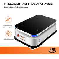 Châssis de robot AMR AGV avec capacité de charge de 300 kg, navigation LiDAR V-SLAM, batterie LFP, 20h d'autonomie, alerte vocale, transport de matériel en entrepôt